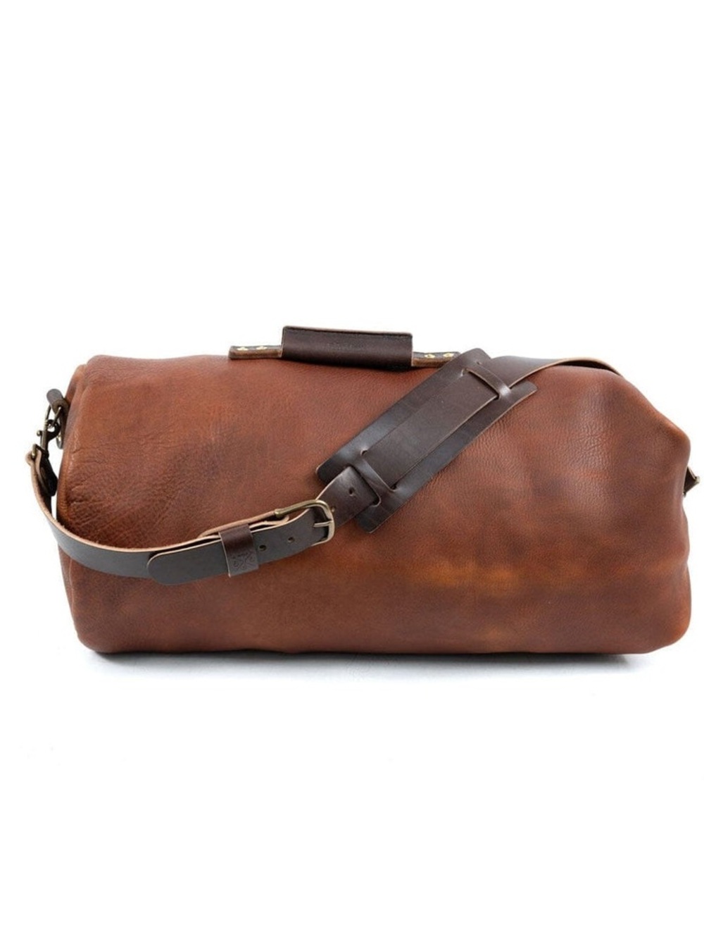 $525 Go Forth Goods Men's Brown Genuine Leather Sling Duffel bag sample sale XXL - Picture 9 of 10